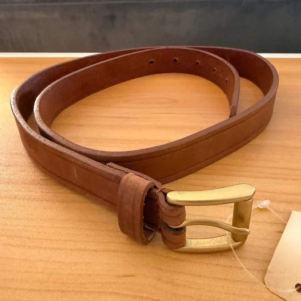 Vintage Liz Claiborne Brown Leather Belt Brass Buckle Size 1 Small Retro - Picture 2 of 7